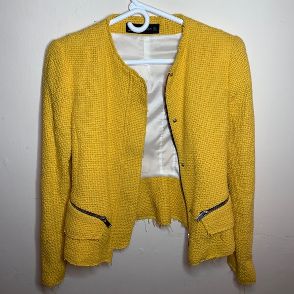 Zara Jackets & Blazers - ZARA Woman Yellow Tweed Jacket
